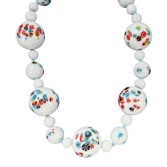 Vintage Statement Japanese Tombo Bead Necklace Up To 13 MM Restrung Handknotted - Picture 1 of 9